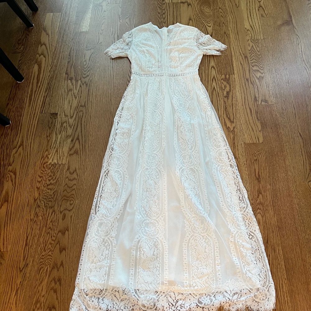 All white lace long dress